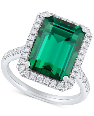 Shop Grown With Love Lab Grown Emerald (6-1/2 Ct. T.w.) & Lab Grown Diamond (1/2 Ct. T.w.) Ring In 14k White Gold