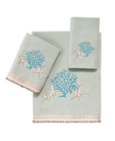 Avanti Beachcomber Seashells Cotton Bath Towels In Seafoam