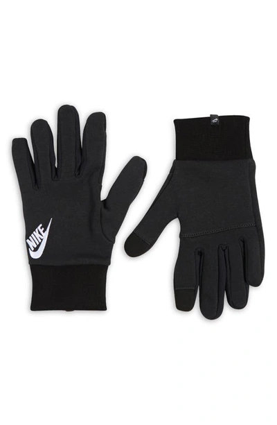 Shop Nike Club Fleece Touchscreen Compatible Gloves In Black/ Black/ White