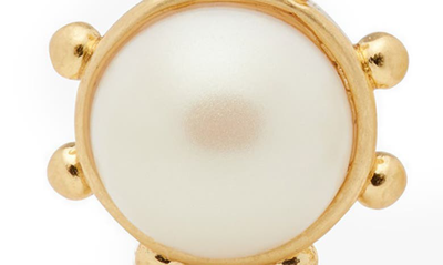 Shop Kate Spade Imitation Pearl Bezel Stud Earrings In Cream