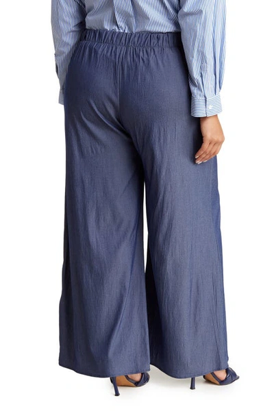 Renee C Pleated Straight Leg Pants In Indigo