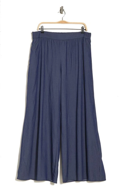 Renee C Pleated Straight Leg Pants In Indigo