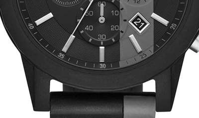 Shop Ax Armani Exchange Chronograph Stripe Silicone Strap Watch, 45mm In Grey/ Black