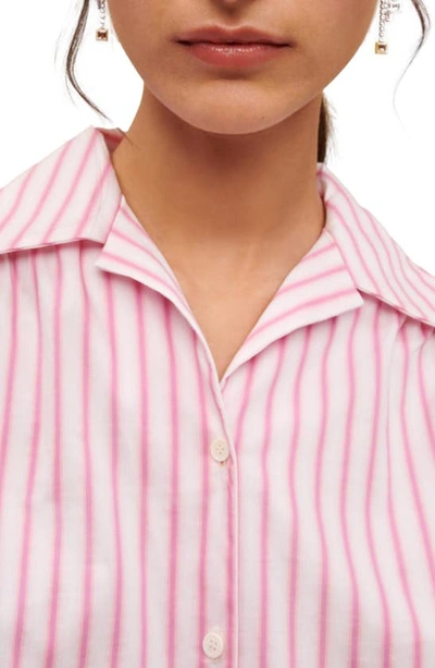 Maje Striped Puff-sleeve Shirt In Pink