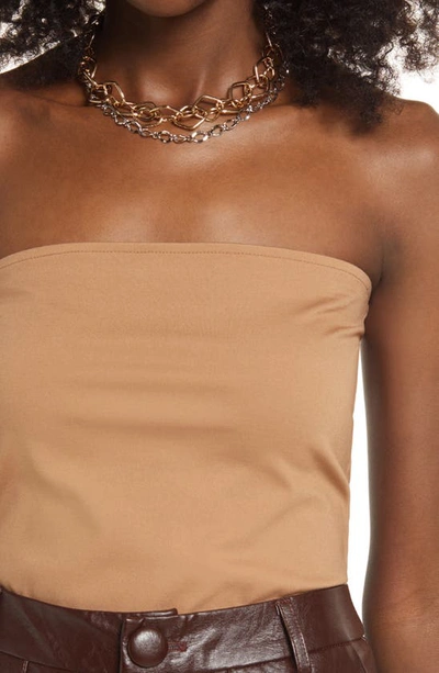 Open Edit Jersey Tube Top In Tan Smoke