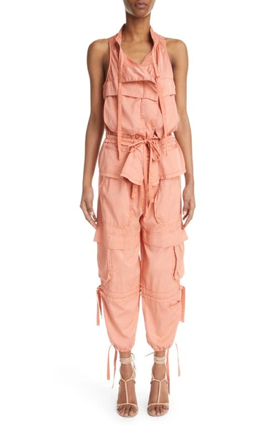 Isabel Marant Nazemi Tapered-leg Ankle Pull-on Cargo Pants In Peach