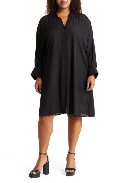 Shop By Design Brooklyn Iii Long Sleeve Shirtdress In Black