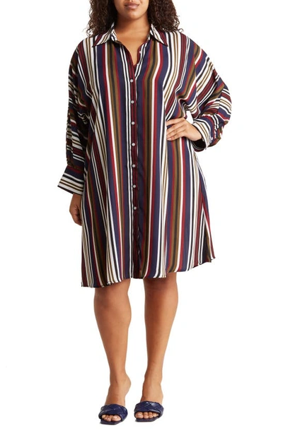 Shop By Design Brooklyn Iii Long Sleeve Shirtdress In Vertical Stripe