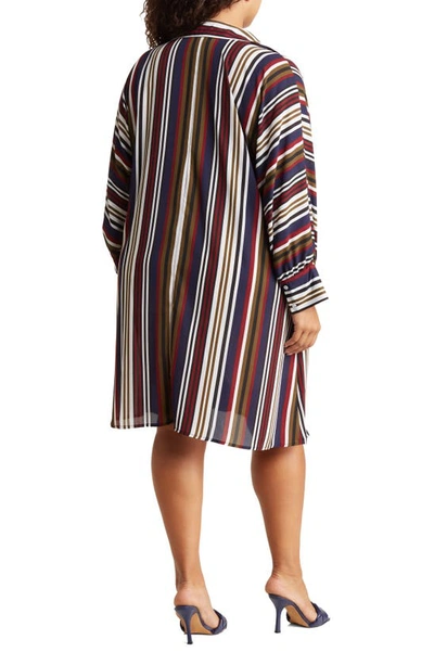 Shop By Design Brooklyn Iii Long Sleeve Shirtdress In Vertical Stripe