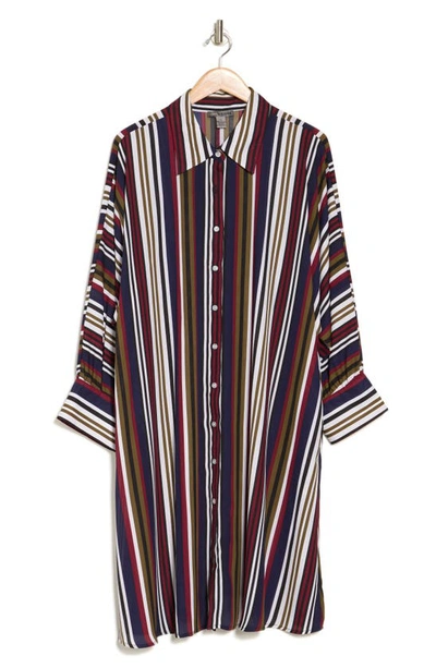 By Design Brooklyn Iii Long Sleeve Shirtdress In Vertical Stripe
