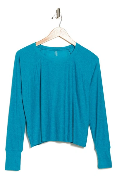 Shop Beyond Yoga Featherweight Long Sleeve T-shirt In Peacock Blue Heather