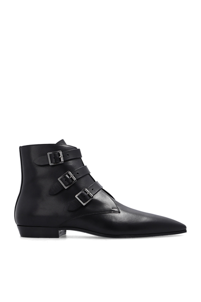 Shop Saint Laurent Black ‘stan' Leather Ankle Boots In New