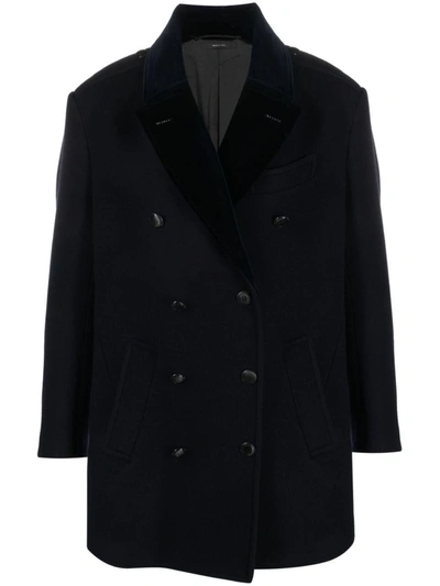 Shop Tom Ford Double-breasted Coat In Blue
