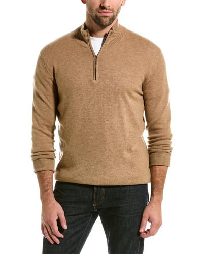 Shop Forte Cashmere 1/4-zip Cashmere Mock Sweater In Brown
