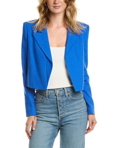 Shop Alice And Olivia Denny Linen-blend Blazer In Blue