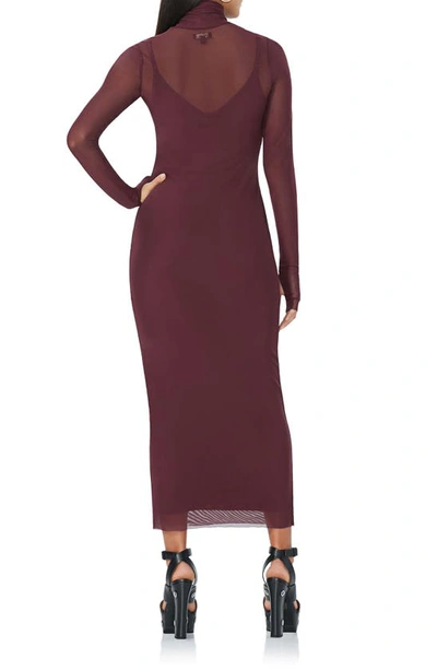 Shop Afrm Shailene Rosette Long Sleeve Sheer Dress In Fig