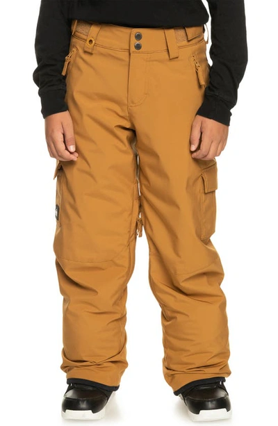 Shop Quiksilver Kids' Porter Waterproof Cargo Snow Pants In Bone Brown