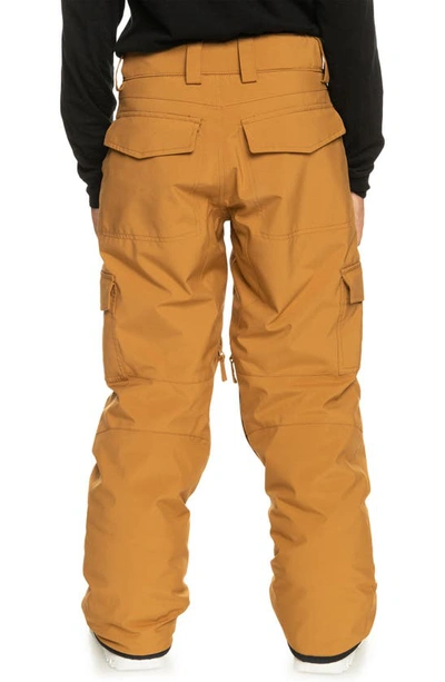 Shop Quiksilver Kids' Porter Waterproof Cargo Snow Pants In Bone Brown