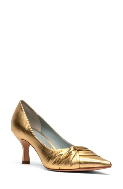 Shop Frances Valentine The Knot Kitten Heel Pointed Toe Pump In Platino
