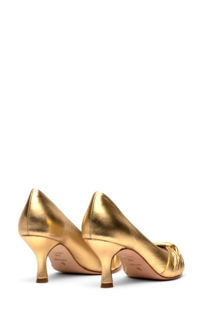 Frances Valentine The Knot Kitten Heel Water Repellent Pointed Toe Leather Pump In Platino