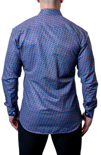 Maceoo Einstein Check Mate Contemporary Fit Button-up Shirt In Blue Multi