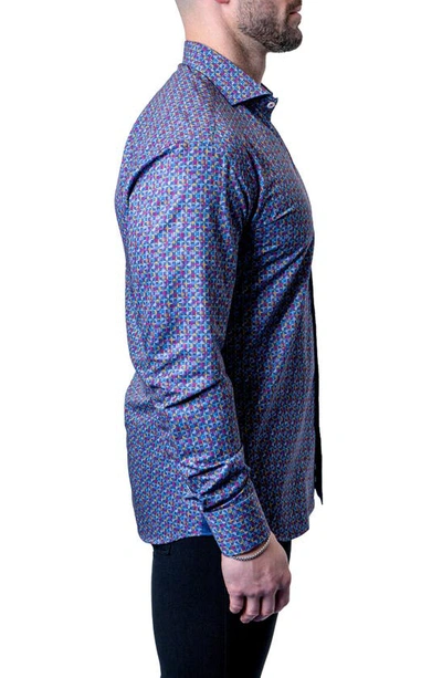 Shop Maceoo Einstein Check Mate Contemporary Fit Button-up Shirt In Blue Multi