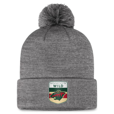 Shop Fanatics Branded  Gray Minnesota Wild Authentic Pro Home Ice Cuffed Knit Hat With Pom