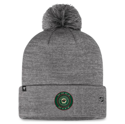 Shop Fanatics Branded  Gray Minnesota Wild Authentic Pro Home Ice Cuffed Knit Hat With Pom