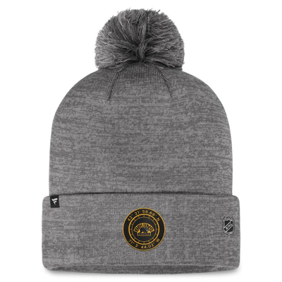 Shop Fanatics Branded  Gray Boston Bruins Authentic Pro Home Ice Cuffed Knit Hat With Pom