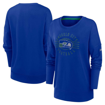 Shop Nike Royal Seattle Seahawks Rewind Playback Icon Performance Pullover Sweatshirt