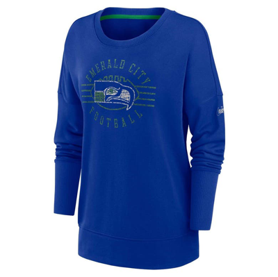 Shop Nike Royal Seattle Seahawks Rewind Playback Icon Performance Pullover Sweatshirt