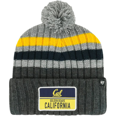 Shop 47 ' Charcoal Cal Bears Stack Striped Cuffed Knit Hat With Pom