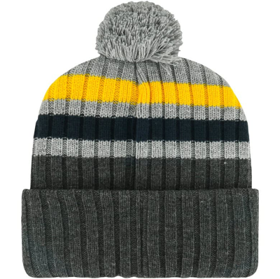 Shop 47 ' Charcoal Cal Bears Stack Striped Cuffed Knit Hat With Pom
