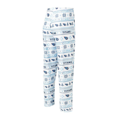 Shop Concepts Sport White/navy Tennessee Titans Tinsel Raglan Long Sleeve T-shirt & Pants Sleep Set