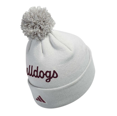 Shop Adidas Originals Adidas Gray Mississippi State Bulldogs Cuffed Knit Hat With Pom In White