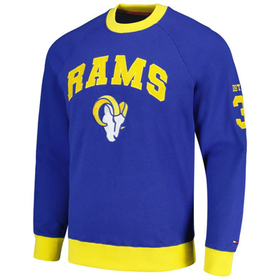Shop Tommy Hilfiger Royal Los Angeles Rams Reese Raglan Tri-blend Pullover Sweatshirt