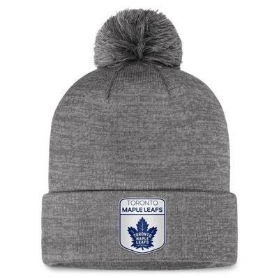 Shop Fanatics Branded  Gray Toronto Maple Leafs Authentic Pro Home Ice Cuffed Knit Hat With Pom