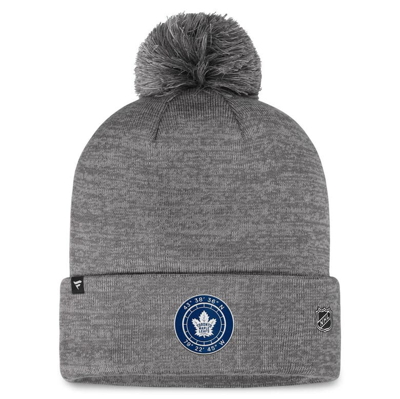 Shop Fanatics Branded  Gray Toronto Maple Leafs Authentic Pro Home Ice Cuffed Knit Hat With Pom