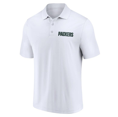 Shop Fanatics Branded White/green Green Bay Packers Lockup Two-pack Polo Set