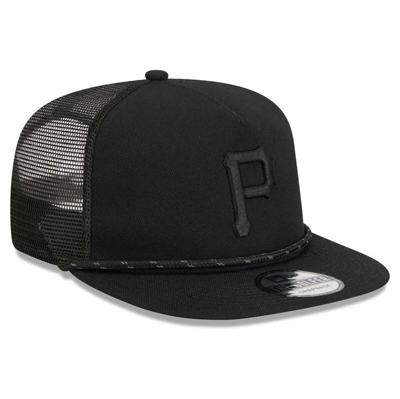 Shop New Era Pittsburgh Pirates Black On Black Meshback Golfer Snapback Hat