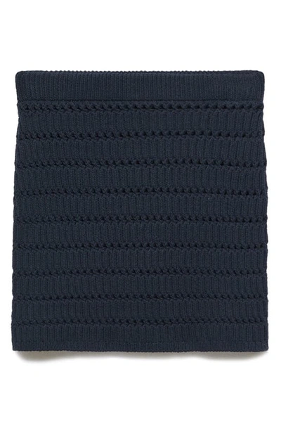 Shop Mango Knit Miniskirt In Navy