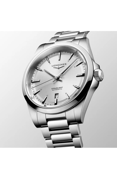 Shop Longines Conquest Automatic Bracelet Watch, 41mm In Silver