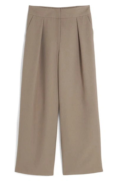 Shop River Island Pleat Front Wide Leg Pants In Brown