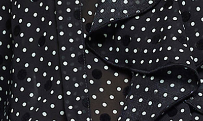 Shop River Island Polka Dot Long Sleeve Ruffle Shirt In Black