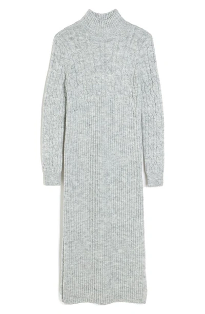 Shop River Island Cable & Rib Stitch Long Sleeve Sweater Dress In Grey