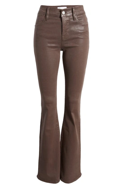 Shop Frame Le High Flare Leg Jeans In Espresso Coated