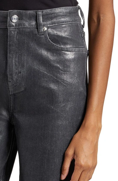 Shop Gestuz Kailey Wide Leg Coated Jeans In Grey Foil Denim