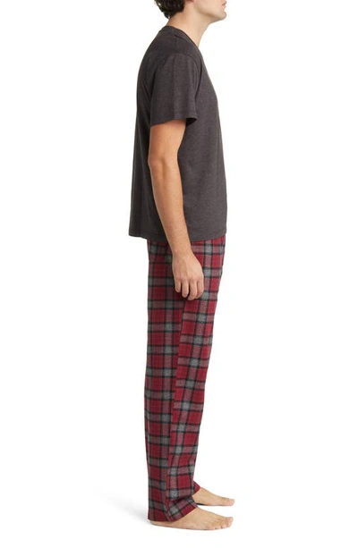Shop Majestic V-neck T-shirt & Flannel Pajama Pants Set In Red/ Grey