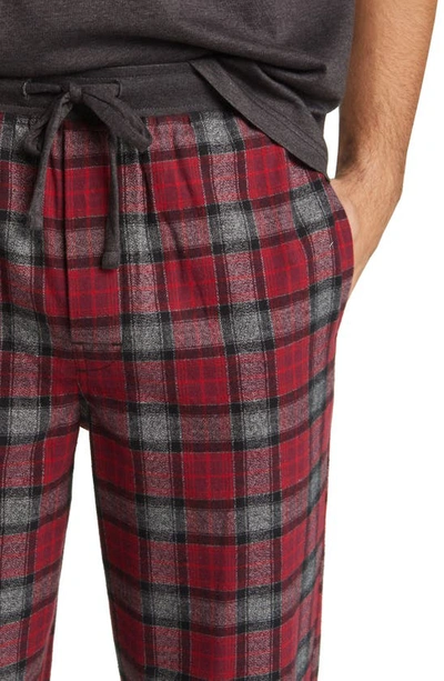 Shop Majestic V-neck T-shirt & Flannel Pajama Pants Set In Red/ Grey