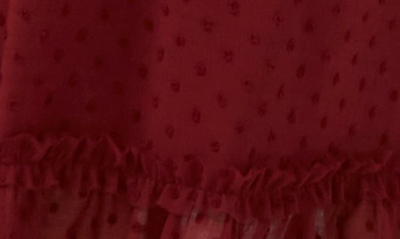 Shop Cece Clip Dot Flutter Sleeve Midi Dress In Claret Red
